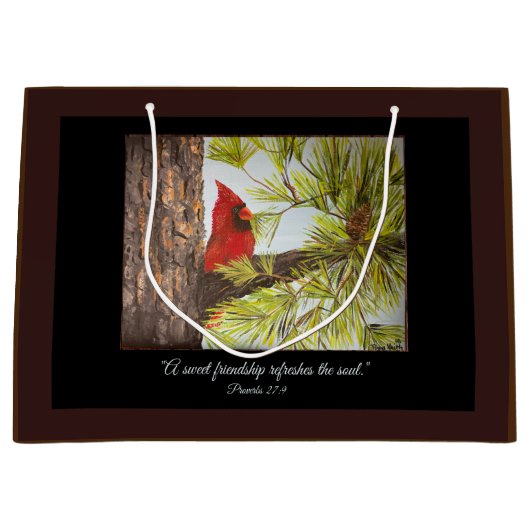 Grand Sac Cadeau Beau Red Bird Christian (Devant)