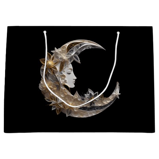 Grand Sac Cadeau Beau visage dans la lune (Devant)