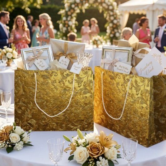 Grand Sac Cadeau Beautiful Golden pattern Large Gift Bag