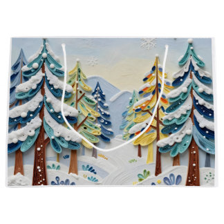 Grand Sac Cadeau Beautiful Winder Scene | Enchanted Forest