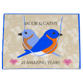 Grand Sac Cadeau Beaux Bluebirds : N'importe quelle année d'anniver (Devant)