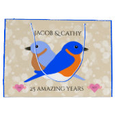 Grand Sac Cadeau Beaux Bluebirds : N'importe quelle année d'anniver (Dos)