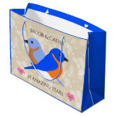 Grand Sac Cadeau Beaux Bluebirds : N'importe quelle année d'anniver (Dos Angle)