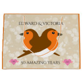 Grand Sac Cadeau Beaux Robins Européens : Un Anniversaire (Devant)