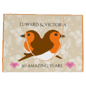 Grand Sac Cadeau Beaux Robins Européens : Un Anniversaire (Dos)