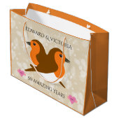 Grand Sac Cadeau Beaux Robins Européens : Un Anniversaire (Dos Angle)