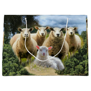 Grand Sac Cadeau Bébé agneau mouton troupeau troupeau troupeau