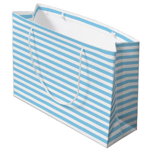 Grand Sac Cadeau Bébé Bleu et Blanc Taille moyenne Rayures horizont