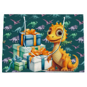 Grand Sac Cadeau Bébé Dinosaure (Devant)