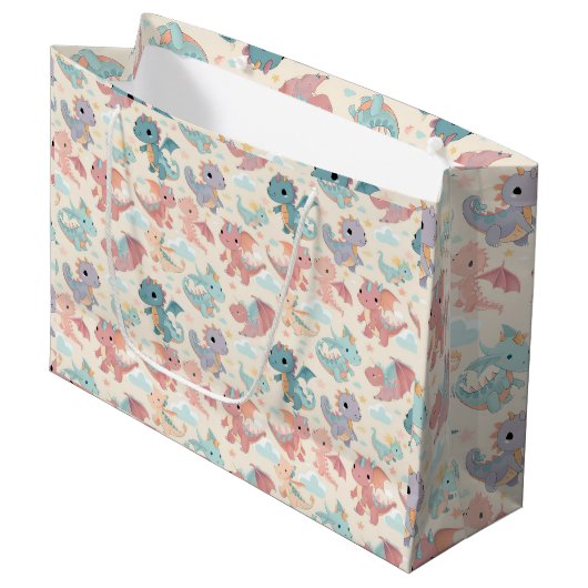 Grand Sac Cadeau Bébé dragons volants (Devant Angle)