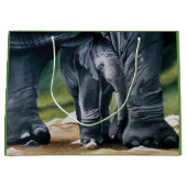 Grand Sac Cadeau Bébé Eléphant Gris mou (Devant)