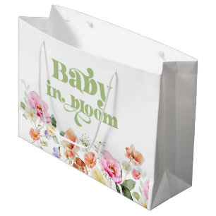 Grand Sac Cadeau Bébé en fleurs baby shower thème fleur sauvage
