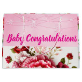 Grand Sac Cadeau Bébé Félicitations Félicitations Amour Juste Bloss (Devant)