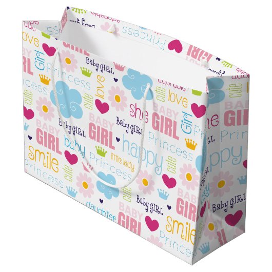 Grand Sac Cadeau Bébé fille (Dos Angle)