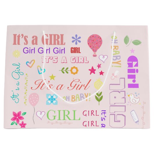 Grand Sac Cadeau Bébé fille (Devant)