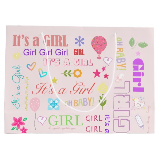 Grand Sac Cadeau Bébé fille (Dos)