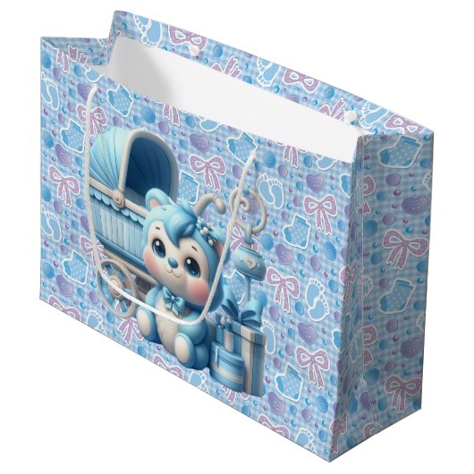 Grand Sac Cadeau Bébé garçon (Devant Angle)
