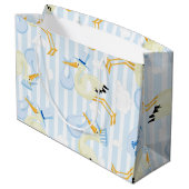 Grand Sac Cadeau Bébé garçon cigogne bleu et blanc (Dos Angle)