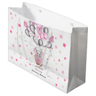 Grand Sac Cadeau Bébé mignon Eléphant Balloon Panier Baby shower