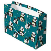 Grand Sac Cadeau Bébé Panda Bear Dragonfly Turquoise Custom (Dos Angle)