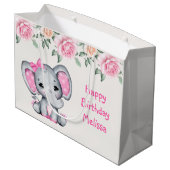 Grand Sac Cadeau Bébé rose mignonne éléphant et frontière Rose Anni (Dos Angle)