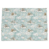 Grand Sac Cadeau Bébés éléphants dormant sur les nuages (Devant)