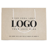 Grand Sac Cadeau Beige sable granuleux ajouter logo d'entreprise pe (Devant)