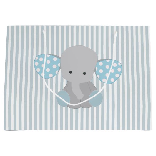 Grand Sac Cadeau Bel éléphant de bleu de bébé (Devant)