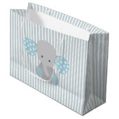 Grand Sac Cadeau Bel éléphant de bleu de bébé (Devant Angle)