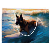 Grand Sac Cadeau Belge Shepherd Beach Surf Peinture (Dos)