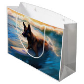 Grand Sac Cadeau Belge Shepherd Beach Surf Peinture (Dos Angle)