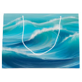 Grand Sac Cadeau Belle Abstraite douce Bleu Océan Vagues Splash (Devant)