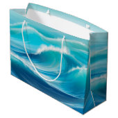 Grand Sac Cadeau Belle Abstraite douce Bleu Océan Vagues Splash (Dos Angle)