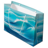 Grand Sac Cadeau Belle Abstraite douce Bleu Océan Vagues Splash (Devant Angle)