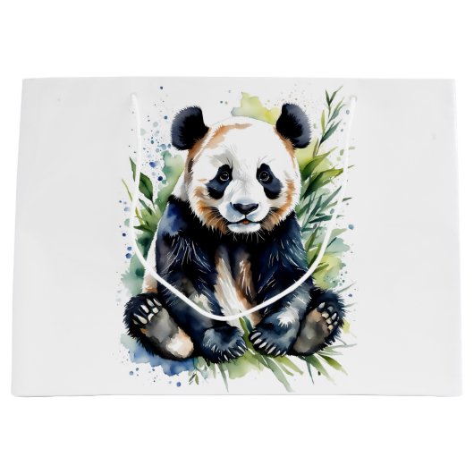 Grand Sac Cadeau Belle aquarelle Panda Bear (Devant)