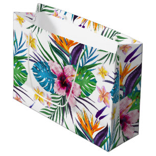Grand Sac Cadeau Belle aquarelle tropicale à peinture florale