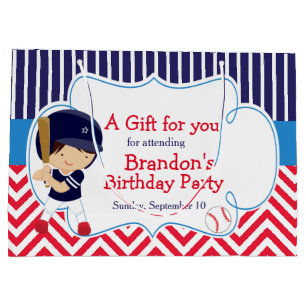 Grand Sac Cadeau Belle Baseball Dark Hair Boy Anniversaire