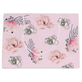 Grand Sac Cadeau Belle Caméra Florale Pink Lumière (Devant)