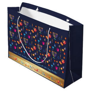Grand Sac Cadeau Belle décoration de partie heureuse de Hanoukka