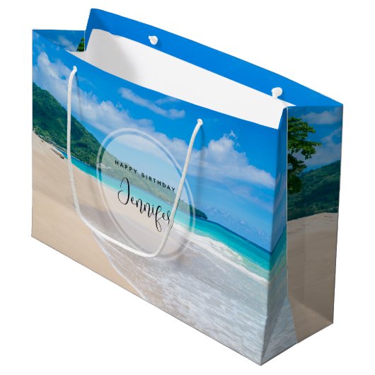 Grand Sac Cadeau Belle destination tropicale Plage Pittoresque Anni (Devant Angle)