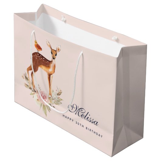 Grand Sac Cadeau Belle Doe Brown avec points blancs (Devant Angle)
