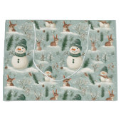 Grand Sac Cadeau Belle Fête Du Snowman Et Du Cerf (Devant)