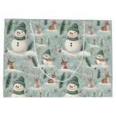Grand Sac Cadeau Belle Fête Du Snowman Et Du Cerf (Dos)