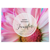 Grand Sac Cadeau Belle Fleur rose Gros plan Photo (Dos)