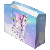 Grand Sac Cadeau Belle licorne avec Rainbow Mane & Tail (Dos Angle)