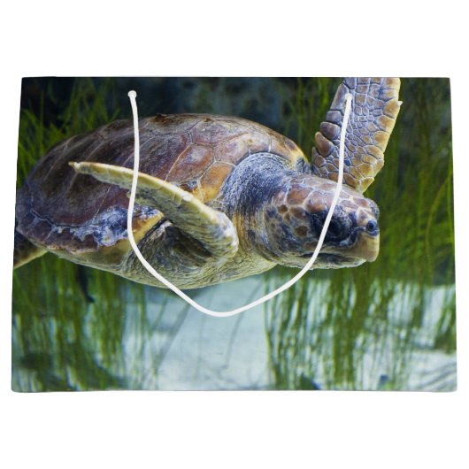 Grand Sac Cadeau Belle natation de tortue marine (Devant)