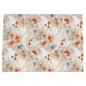 Grand Sac Cadeau Belle Pêche Rouge Blanc Floral (Devant)