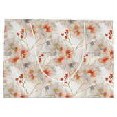 Grand Sac Cadeau Belle Pêche Rouge Blanc Floral (Dos)