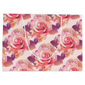 Grand Sac Cadeau Belle rose rose simple (Dos)