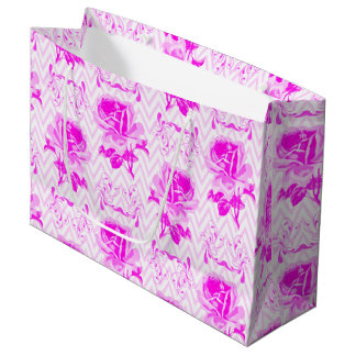 Grand Sac Cadeau Belle Vintage florale pourpre